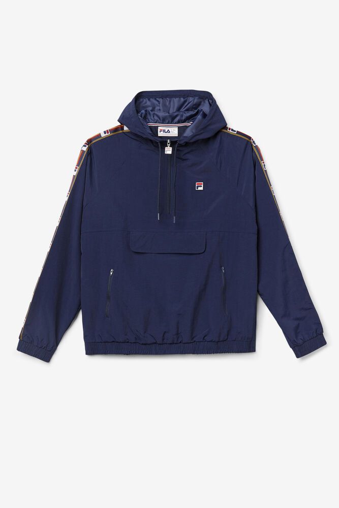 Fila Cameron 1/2 Zip Wind Jacket Navy - Mens - 27694NLPK